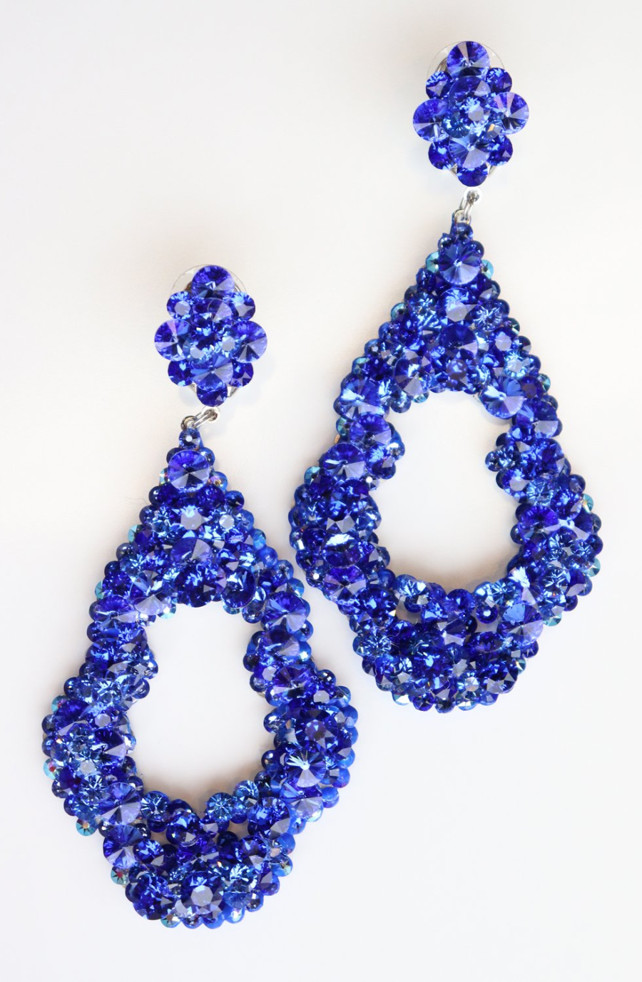 image shows blue hoop gemstone earrings
